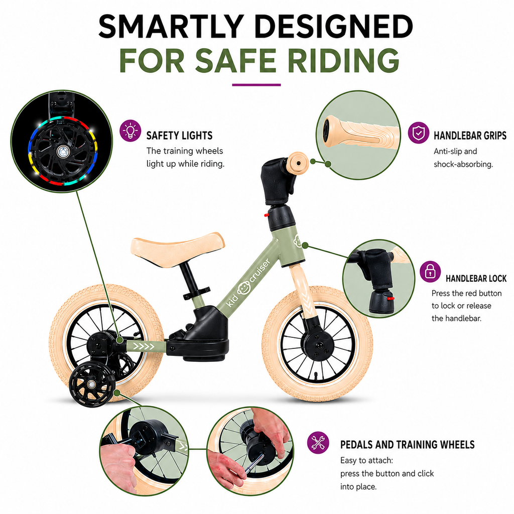 Bicicletta senza pedali 3 in 1 per bambini dai 2 anni in su | Kidcruiser