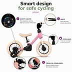 Merkmale des Kidcruiser 3-in-1-Laufrads in Rosa