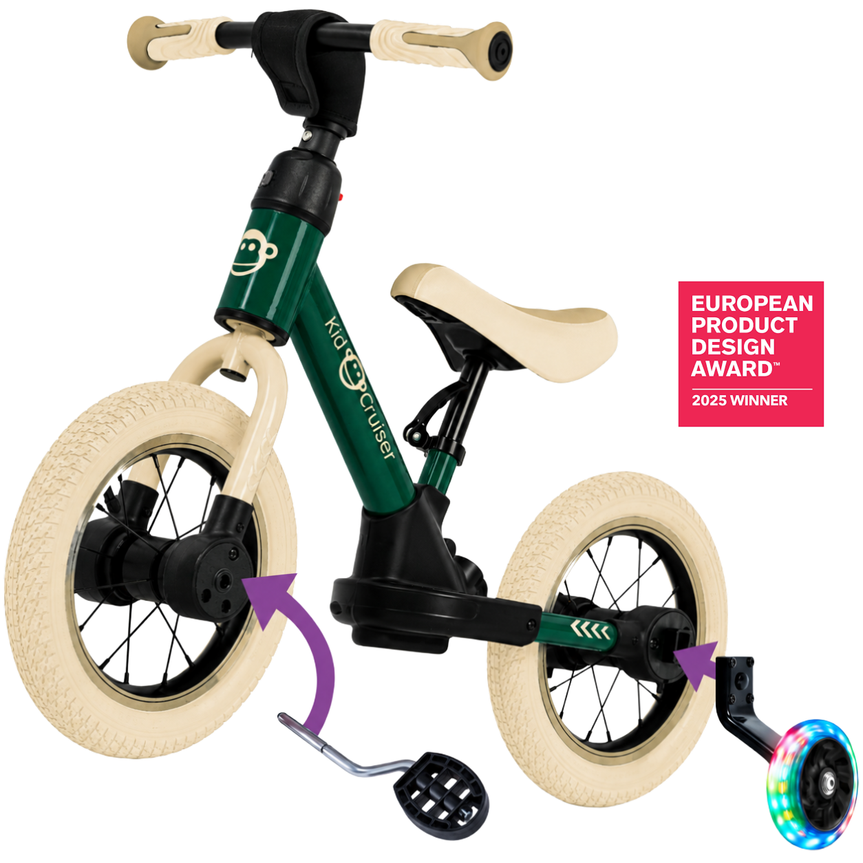 Bicicletta senza pedali 3 in 1 per bambini dai 2 anni in su | Kidcruiser