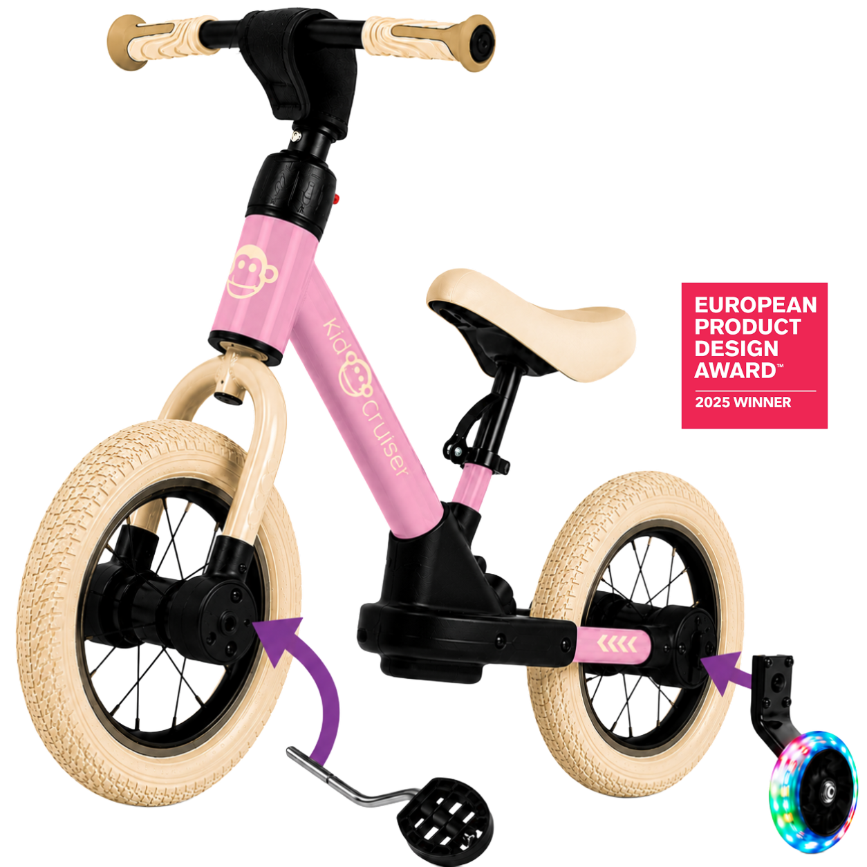 Bicicletta senza pedali 3 in 1 per bambini dai 2 anni in su | Kidcruiser
